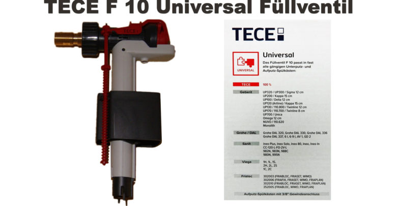 TECE Universal Füllventil F 10 für einen Unterputzspülkasten oder Aufputzspülkasten